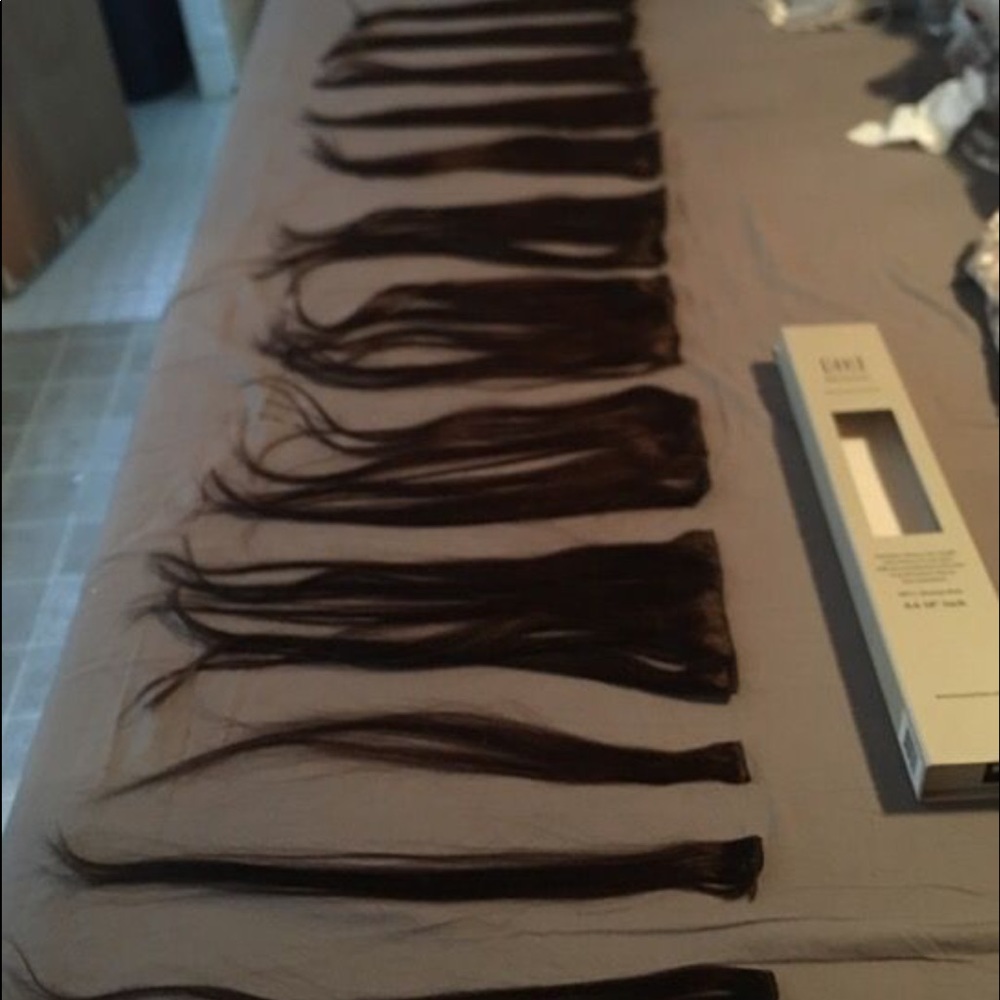 18” clip in brown hair extensions $120